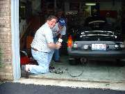 Testing tailpipe emissions on an MGB
