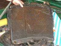Bent MGB radiator
