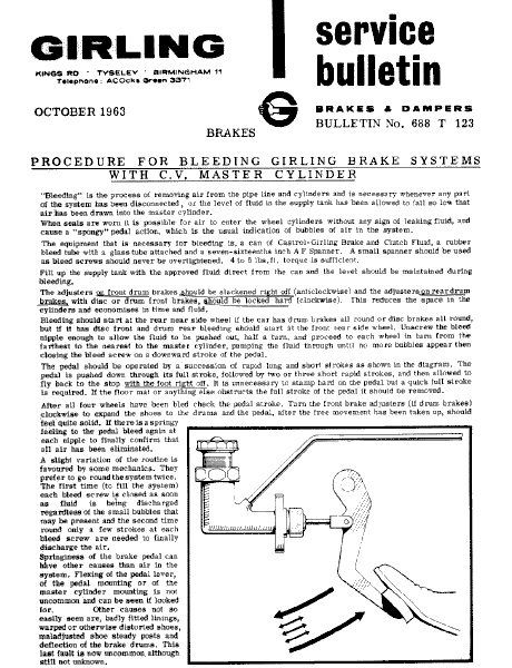 Girling Service Bulletin 688 T 122