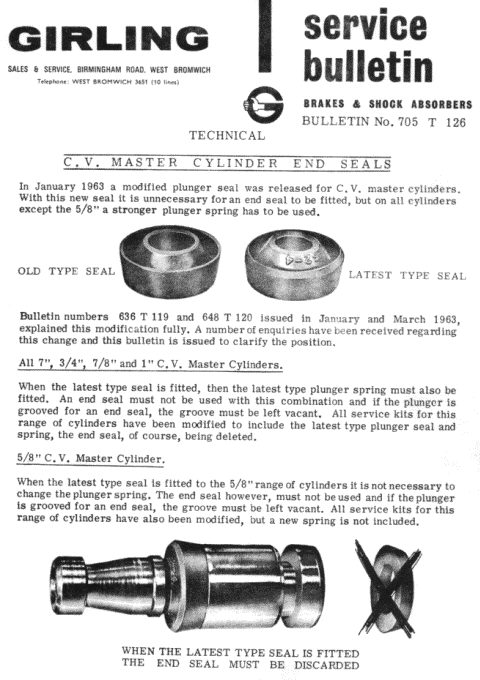 Girling Service Bulletin 705 T 126